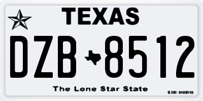 TX license plate DZB8512