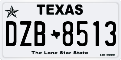 TX license plate DZB8513