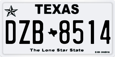 TX license plate DZB8514