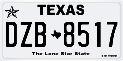TX license plate DZB8517