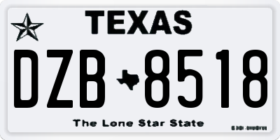 TX license plate DZB8518