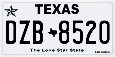 TX license plate DZB8520