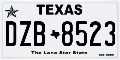 TX license plate DZB8523