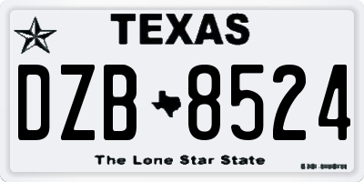 TX license plate DZB8524