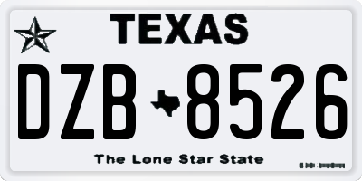 TX license plate DZB8526