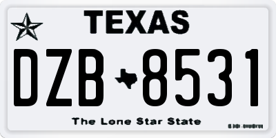 TX license plate DZB8531