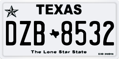 TX license plate DZB8532