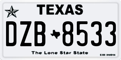 TX license plate DZB8533