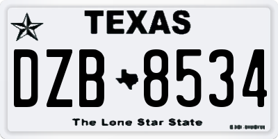 TX license plate DZB8534