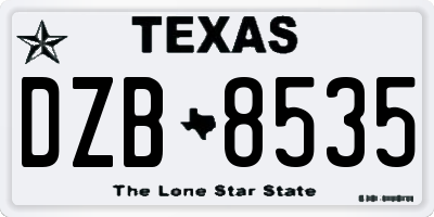 TX license plate DZB8535