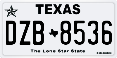 TX license plate DZB8536
