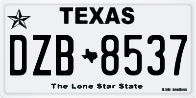 TX license plate DZB8537