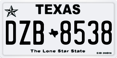 TX license plate DZB8538