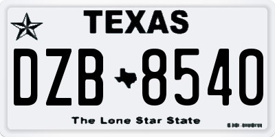 TX license plate DZB8540