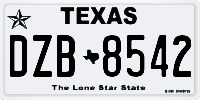 TX license plate DZB8542