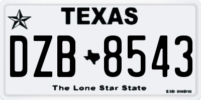 TX license plate DZB8543