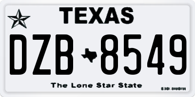 TX license plate DZB8549