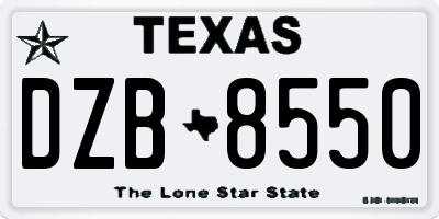 TX license plate DZB8550