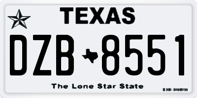 TX license plate DZB8551