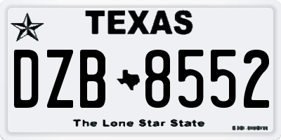 TX license plate DZB8552