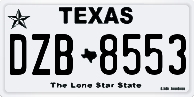 TX license plate DZB8553