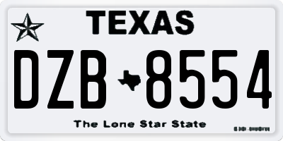 TX license plate DZB8554