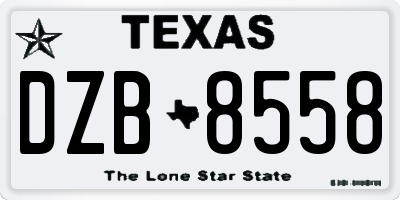 TX license plate DZB8558