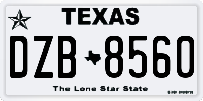 TX license plate DZB8560