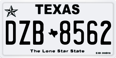 TX license plate DZB8562