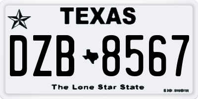 TX license plate DZB8567