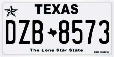 TX license plate DZB8573