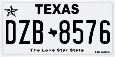 TX license plate DZB8576