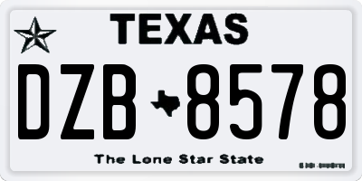 TX license plate DZB8578