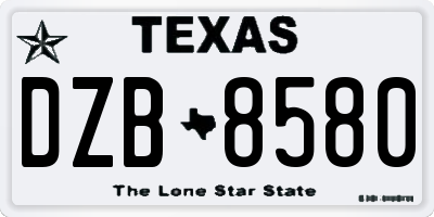 TX license plate DZB8580