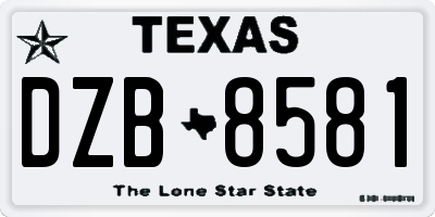 TX license plate DZB8581