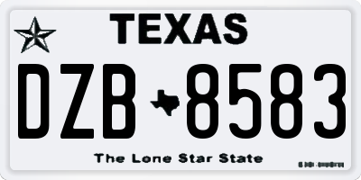 TX license plate DZB8583