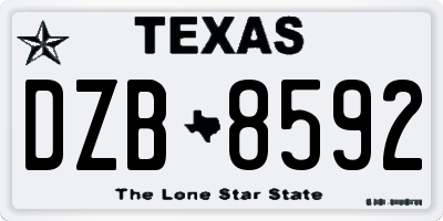 TX license plate DZB8592