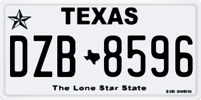 TX license plate DZB8596