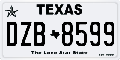 TX license plate DZB8599