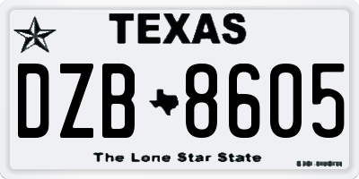 TX license plate DZB8605