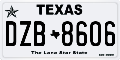 TX license plate DZB8606