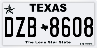 TX license plate DZB8608