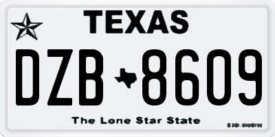 TX license plate DZB8609