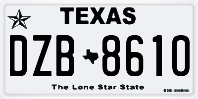 TX license plate DZB8610