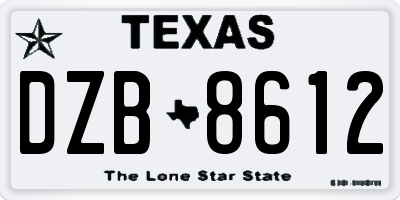 TX license plate DZB8612