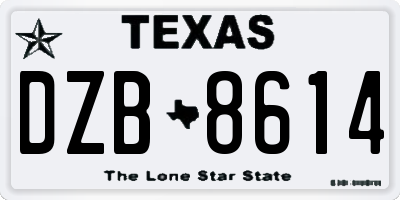 TX license plate DZB8614