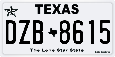 TX license plate DZB8615