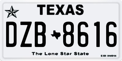 TX license plate DZB8616