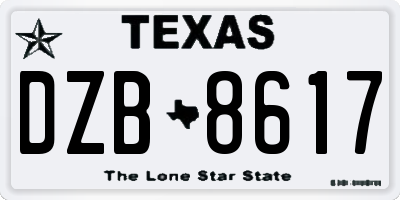 TX license plate DZB8617