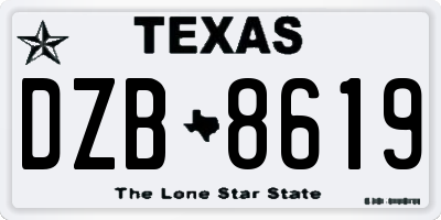TX license plate DZB8619